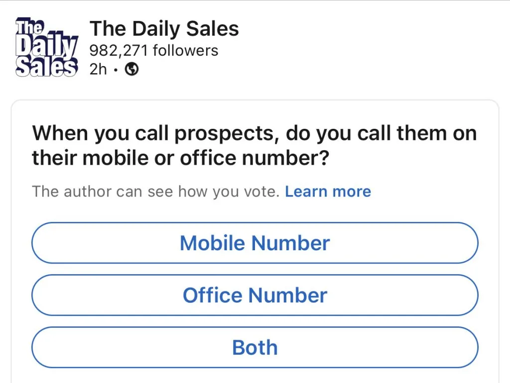 Screenshot of comments on a sales professionals poll about cold calling